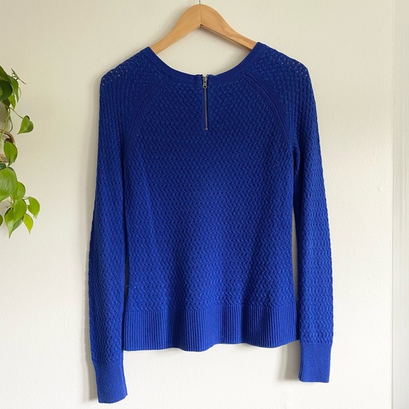 American Eagle Knit Sweater Back Zipper Blue - Picture 3 of 5
